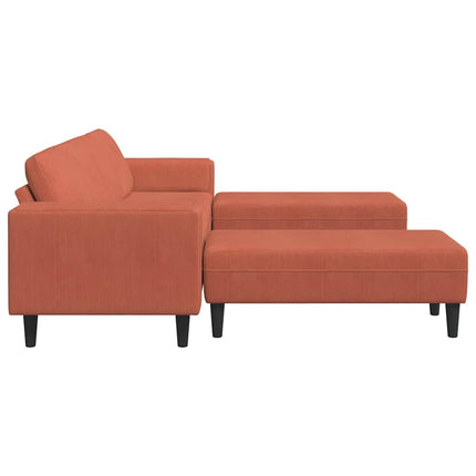 Sofa en tissu Rouge orange 208 cm Tissu en velours côtelé