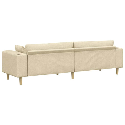 Sofa en tissu avec coussin Crème 208 cm tissu
