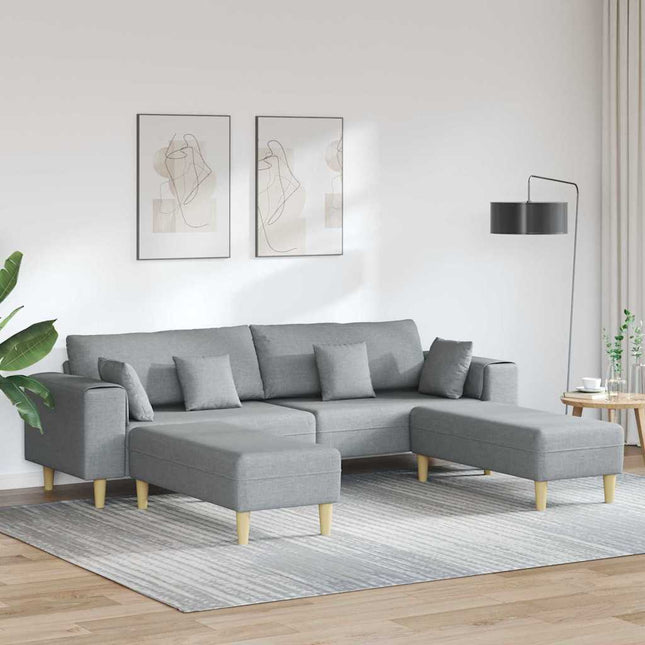 Sofa en tissu avec coussin Gris clair 208 cm tissu