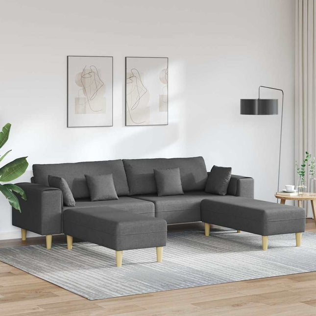 Sofa en tissu avec coussin Gris foncé 208 cm tissu