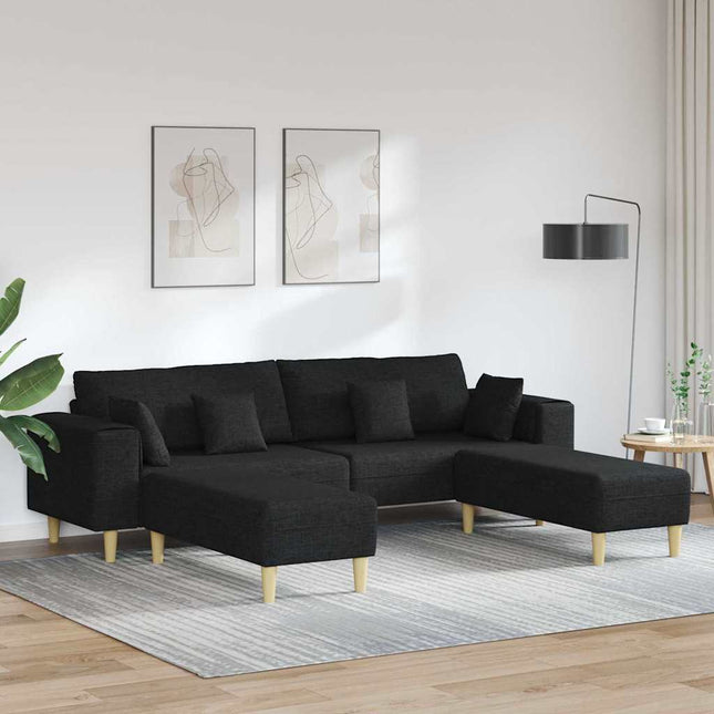 Sofa en tissu avec coussin Noir 208 cm tissu