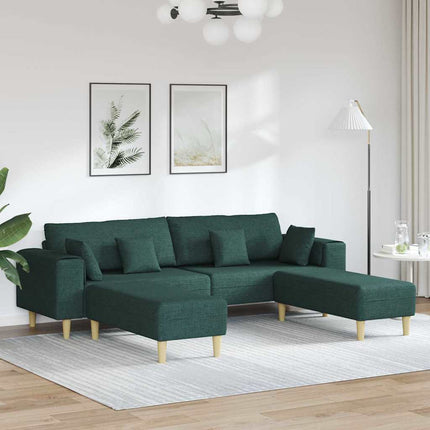 Sofa en tissu avec coussin 3 pcs Vert foncé 208 cm tissu