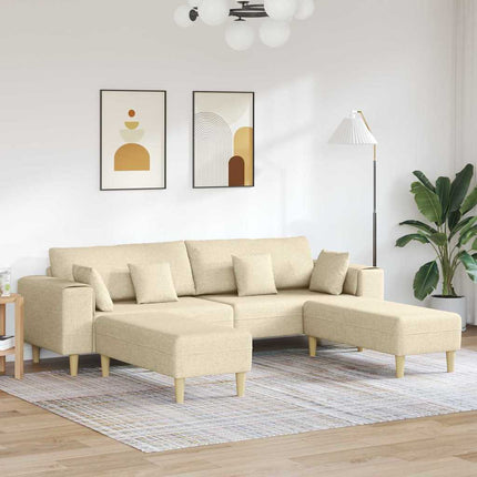 Sofa en tissu avec coussin Crème 208 cm tissu