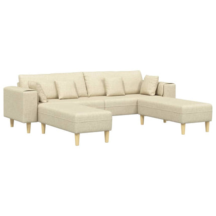 Sofa en tissu avec coussin Crème 208 cm tissu