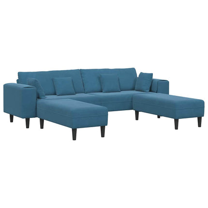 Canapé en velours avec coussin 3 pcs Bleu 208 cm Velours