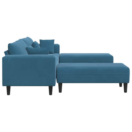 Canapé en velours avec coussin 3 pcs Bleu 208 cm Velours