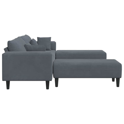 Canapé en velours avec coussin 3 pcs Gris foncé 208 cm Velours