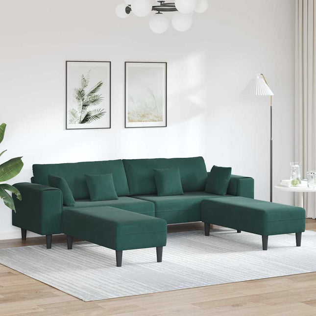 Canapé en velours avec coussin 3 pcs Vert foncé 208 cm Velours