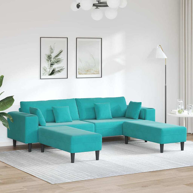 Canapé en velours avec coussin 3 pcs Turquoise 208 cm Velours
