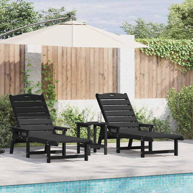 Mobilier de jardin lounge 2 pcs Noir 53 x 195.5 x 30cm