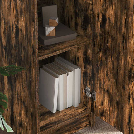 Bureau avec rangement 2 pcs Chêne fumé Bois d'ingénierie