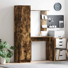 Bureau avec rangement 2 pcs Chêne fumé Bois d'ingénierie