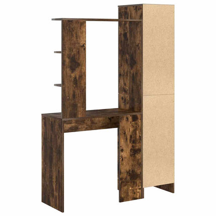 Bureau avec rangement 2 pcs Chêne fumé Bois d'ingénierie