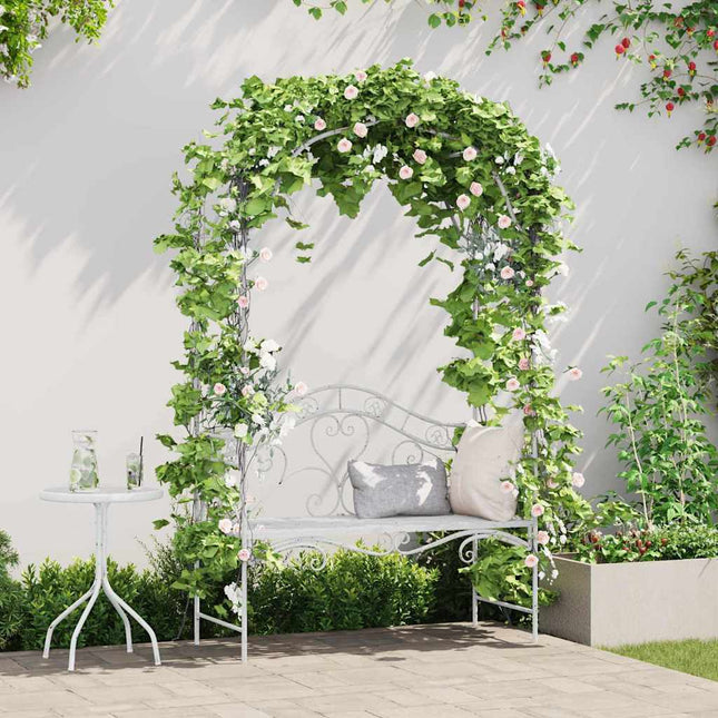 Banc de jardin avec coussin Blanc 104 x 54 x 93cm Acier