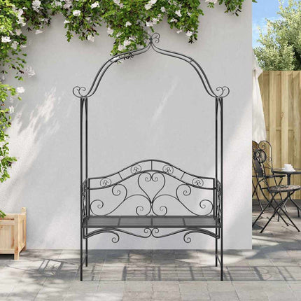 Banc de jardin avec coussin Noir 104 x 54 x 93cm Acier
