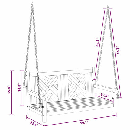 Banc Balançoire Marron 114 x 60 x 64 cm Bois de teck solide