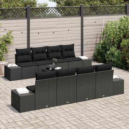 Ensemble de canapé de jardin avec coussin 7 pcs Noir polyrotin
