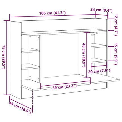 Bureau mural Bois ancien 105 x 48 x 75 cm Bois d'ingénierie