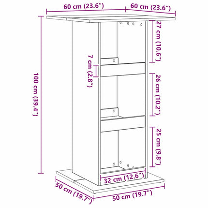 Table de bar Chêne noir 60 x 60 x 100 cm Bois d'ingénierie
