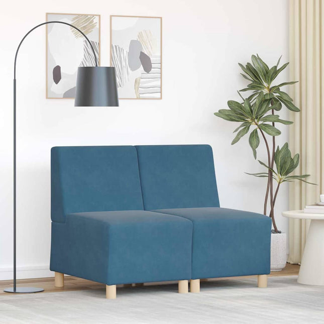 Unité de Sofa Modulaire Sans Accoudoirs 2 pcs Bleu