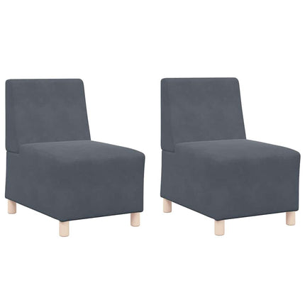 Unité de Sofa Modulaire Sans Accoudoirs 2 pcs Gris foncé