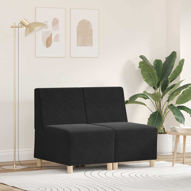Unité de Sofa Modulaire Sans Accoudoirs 2 pcs Noir