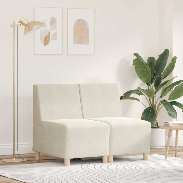 Unité de Sofa Modulaire Sans Accoudoirs 2 pcs Crème