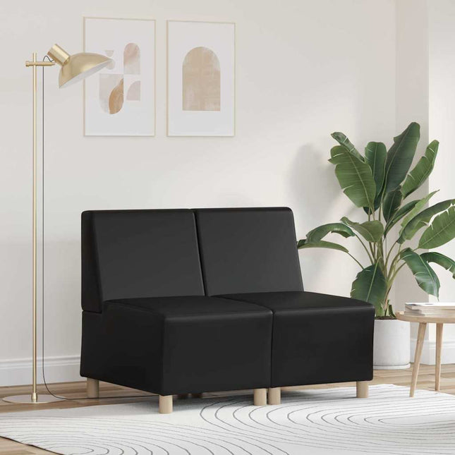 Unité de Sofa Modulaire Sans Accoudoirs 2 pcs Noir