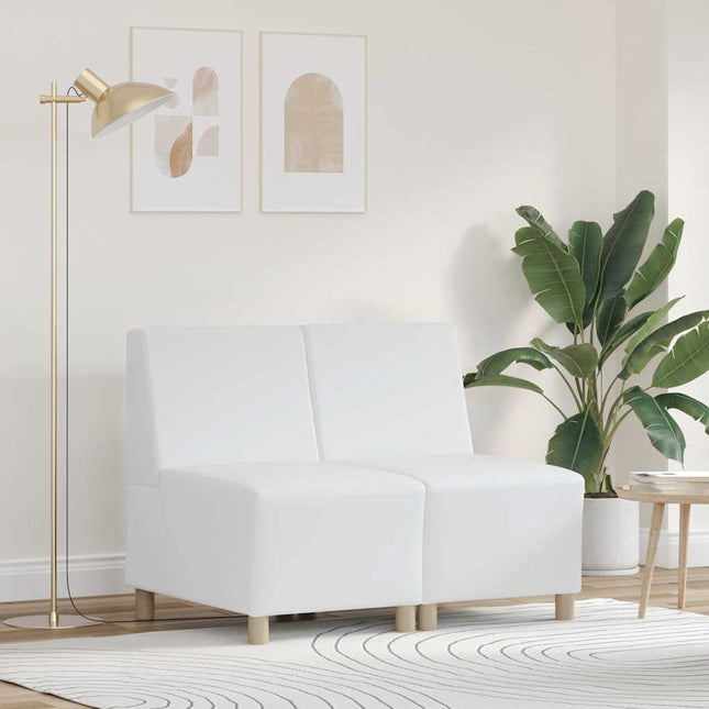 Unité de Sofa Modulaire Sans Accoudoirs 2 pcs Blanc