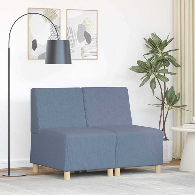 Unité de Sofa Modulaire Sans Accoudoirs 2 pcs Bleu