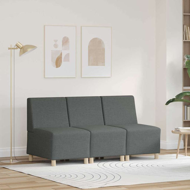 Unité de Sofa Modulaire Sans Accoudoirs 3 pcs Gris foncé