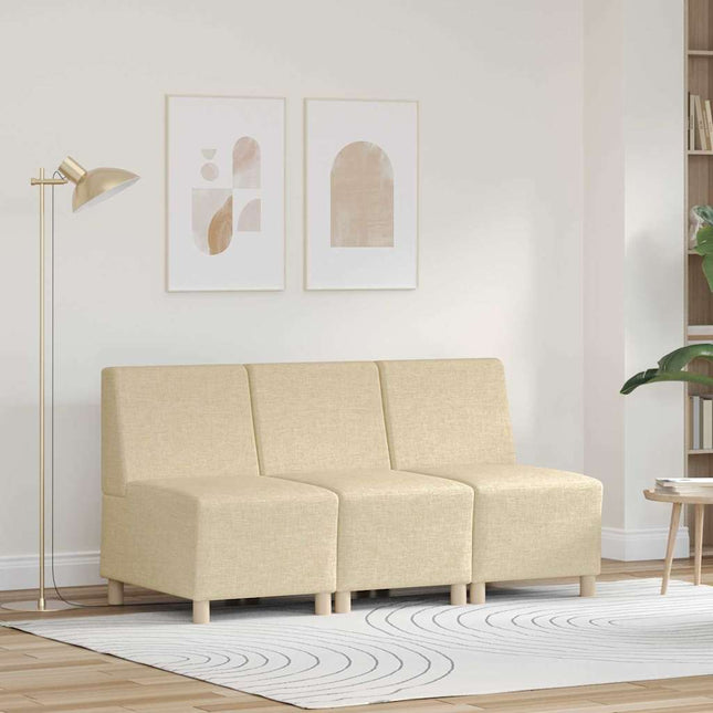 Unité de Sofa Modulaire Sans Accoudoirs 3 pcs Crème