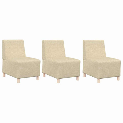 Unité de Sofa Modulaire Sans Accoudoirs 3 pcs Crème
