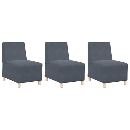 Unité de Sofa Modulaire Sans Accoudoirs 3 pcs Gris foncé