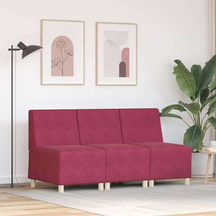 Unité de Sofa Modulaire Sans Accoudoirs 3 pcs Bordeaux