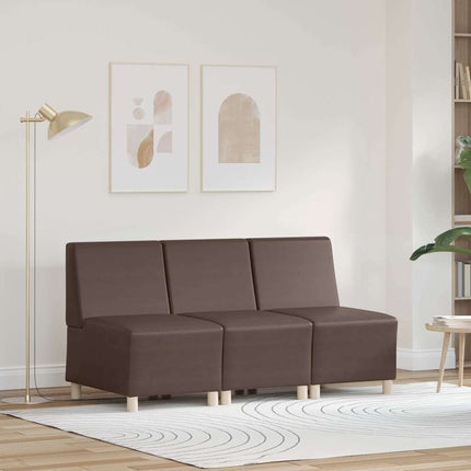 Unité de Sofa Modulaire Sans Accoudoirs 3 pcs Marron