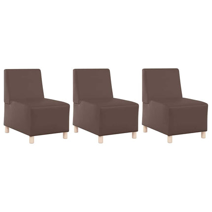 Unité de Sofa Modulaire Sans Accoudoirs 3 pcs Marron