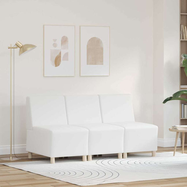 Unité de Sofa Modulaire Sans Accoudoirs 3 pcs Blanc