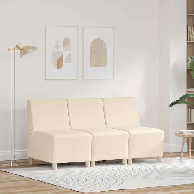 Unité de Sofa Modulaire Sans Accoudoirs 3 pcs Crème