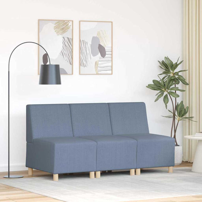 Unité de Sofa Modulaire Sans Accoudoirs 3 pcs Bleu
