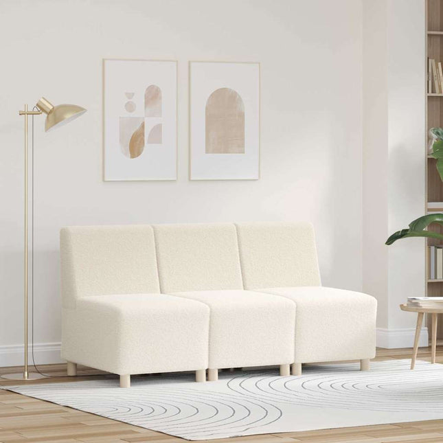 Unité de Sofa Modulaire Sans Accoudoirs 3 pcs Crème