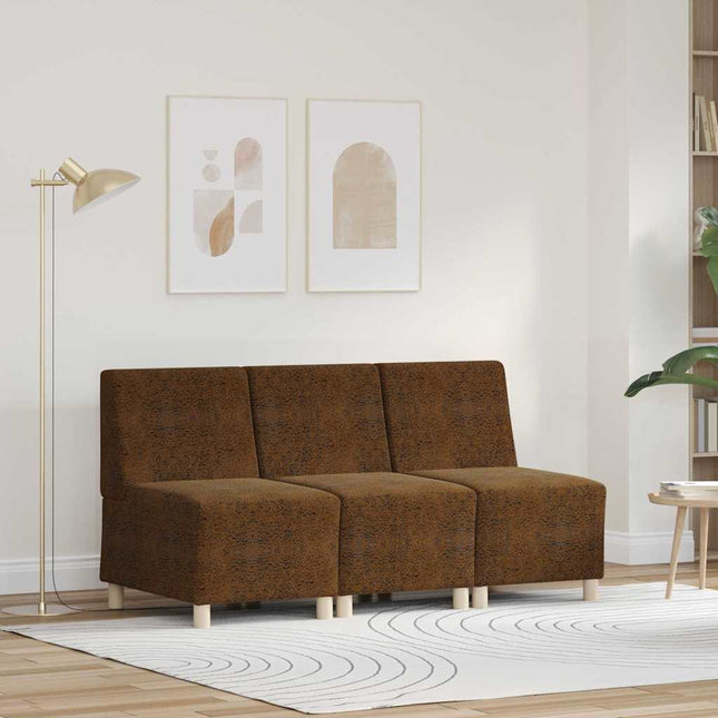 Unité de Sofa Modulaire Sans Accoudoirs 3 pcs Marron