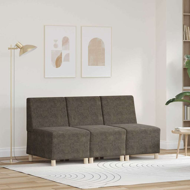 Unité de Sofa Modulaire Sans Accoudoirs 3 pcs Gris foncé