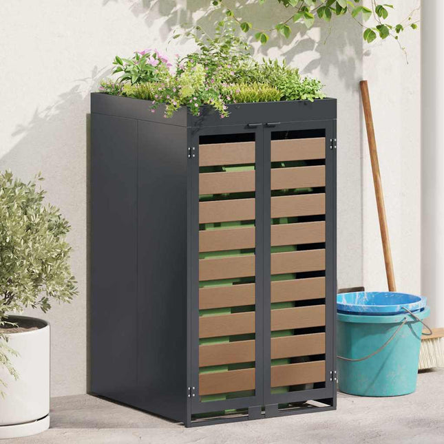 Stockage de Poubelle à Roulettes avec Toit de Jardinière pour Poubelle de 240L