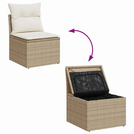 Ensemble de canapé de jardin 3 pcs beige et crème Poly rotin