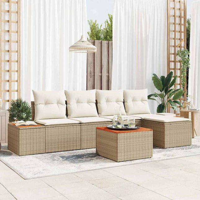 Ensemble de canapé de jardin 6 pcs beige et crème Poly Rattan
