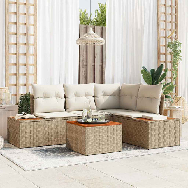 Ensemble de canapé de jardin 5 pcs beige et crème Poly rotin