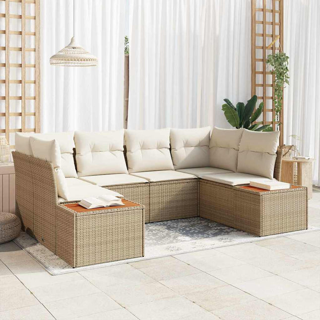 Ensemble de canapé de jardin 6 pcs beige et crème Poly rotin