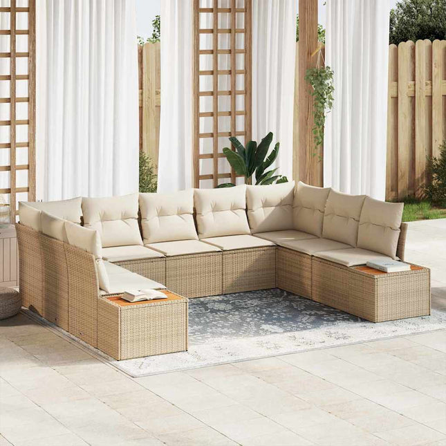 Ensemble de canapé de jardin 5 pcs beige et crème Poly rotin