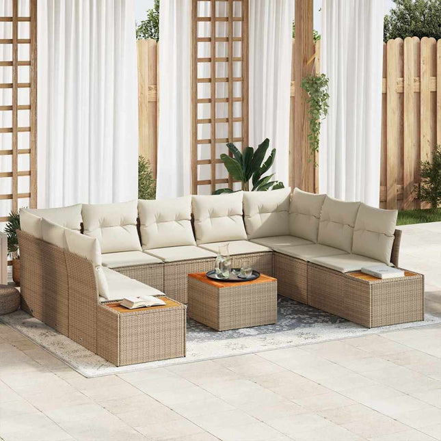 Ensemble de canapé de jardin 6 pcs beige et crème Poly rotin